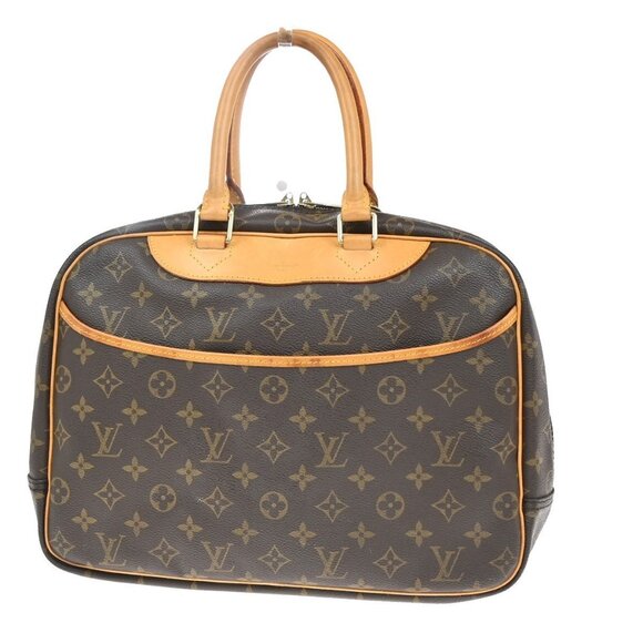 LOUIS VUITTON LV Logo Deauville Hand Bag Monogram Leather Brown - Picture 1 of 16